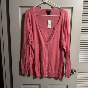 Lane Bryant Long Sleeves V Neck Button Front Cardigan Pink Size 22/24 NWT